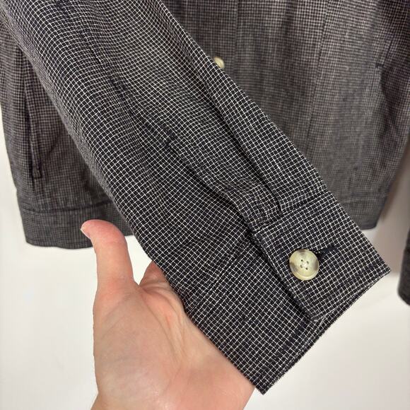 Vintage Talbots Irish Linen Blend Black Check Jacket Small linen/cotton pockets - Picture 6 of 8